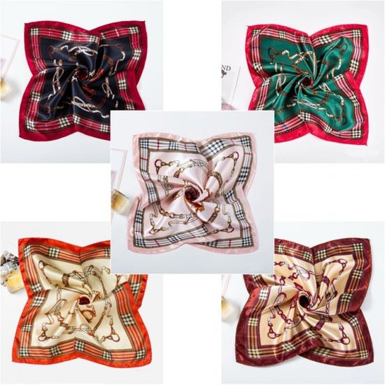 봄 가을 사계절 체크 스카프 실크 정 사각 50 50 데일