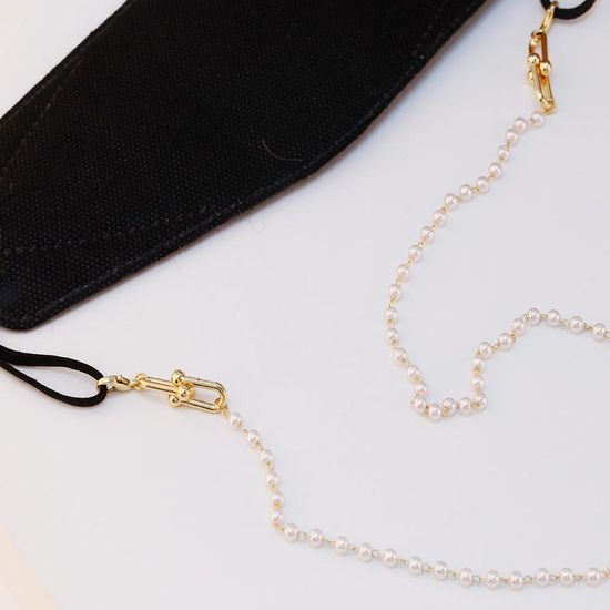 마스크 분실방지 스트랩 실버 진주 체인 목걸이 줄 끈