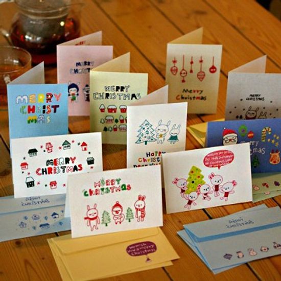 10 Christmas card SET . ver1