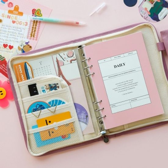 만년형 캔버스 6공 다이어리 세트 - A5