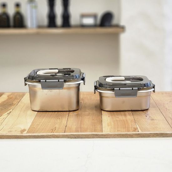 아비스 스텐 밀폐용기 1.8L+2.5L 정사각 2종 세트