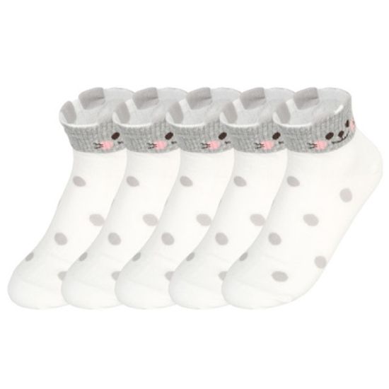 [쿠비카]도트앤줄무늬 애니 스니커즈 여성양말5족S029