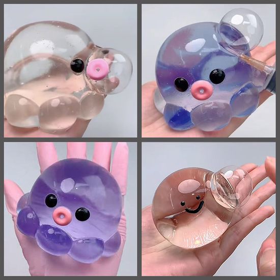 귀여운 문어 버블 뽁뽁이 말랑이 투명 스퀴시 찐득볼