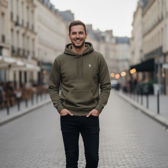 아미 AMI 빅하트 드 꾀흐 화이트 로고 후드 티셔츠