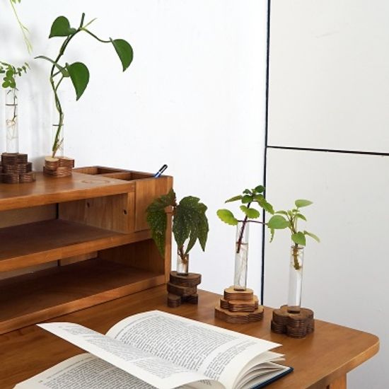 스택베이스 우드 오브제 수경 화병