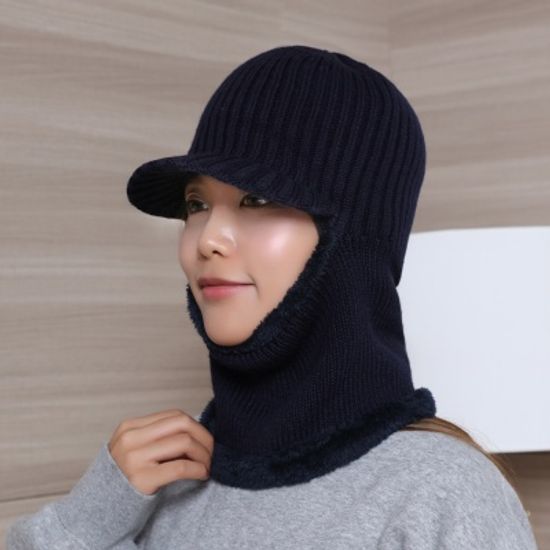 브리드 넥워머 털모자(네이비)/겨울 방한모자