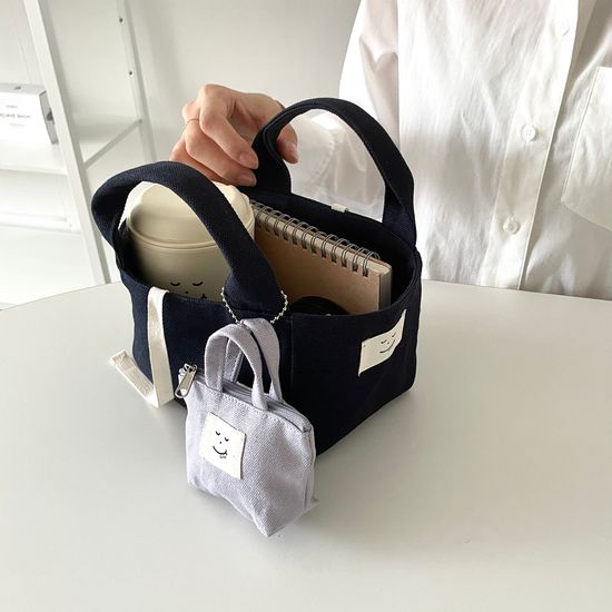 리본 래빗백 미니백 토트 / 네이비