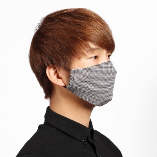 체크패턴 다회용 면마스크/빨아쓰는 입체마스크(블랙)