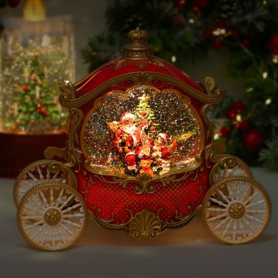 크리스마스 오르골 - 빨강 산타 마차 워터볼 무드등