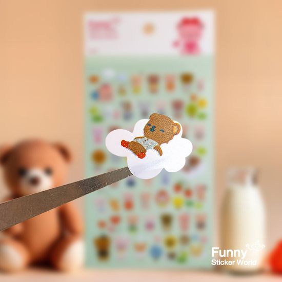 퍼니스티커 C525P 곰돌이 베베 PVC 다이어리데코