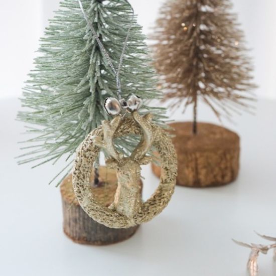 크리스마스 골드 사슴 오너먼트 트리 장식 2size