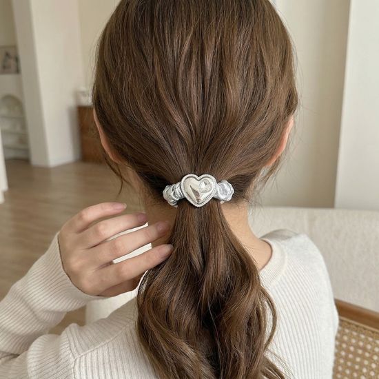 3종 실버 머리끈 헤어 스크런치 악세사리 곱창밴드 