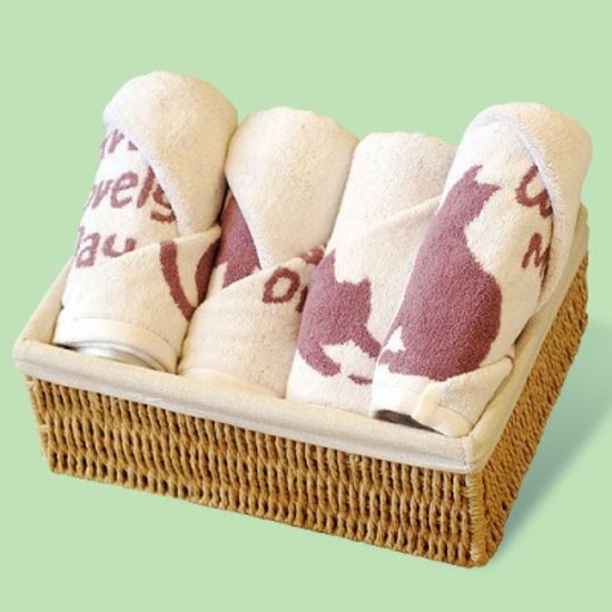 [특가] 냥이 일러스트 호텔 세면수건 4장세트