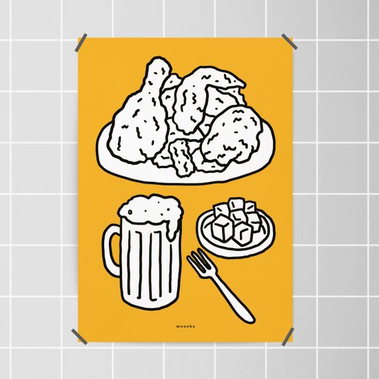 치맥 4 M 디자인 포스터 치킨 맥주