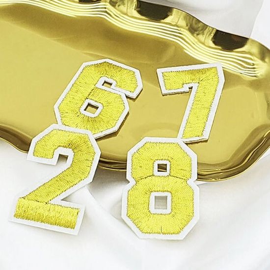 의류 배지 숫자와펜 금빛 포인트 옷패치(WE4023E)