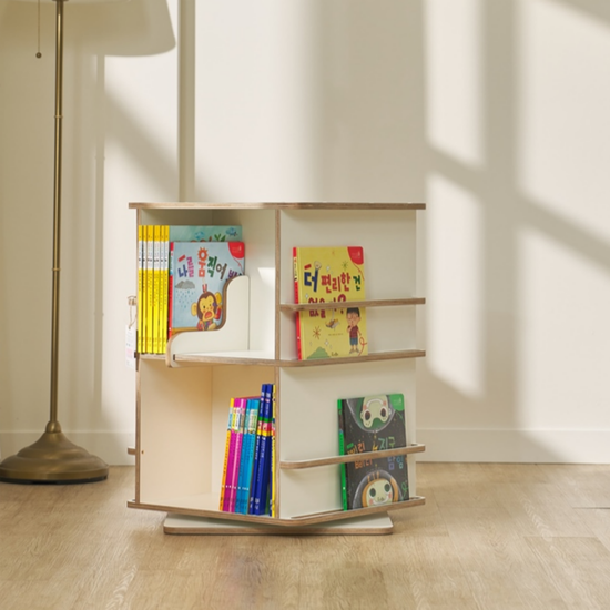 바퀴달린책장 회전책장 미레아우드 2단 회전책장