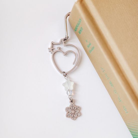 써지컬스틸 눈꽃 고양이 책갈피 금속 북마크 겨울