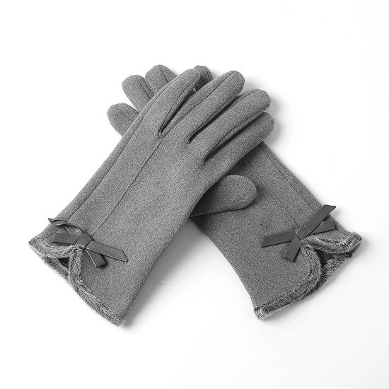 체리쉬 리본 터치 장갑 그레이 스마트 여자 보온장갑