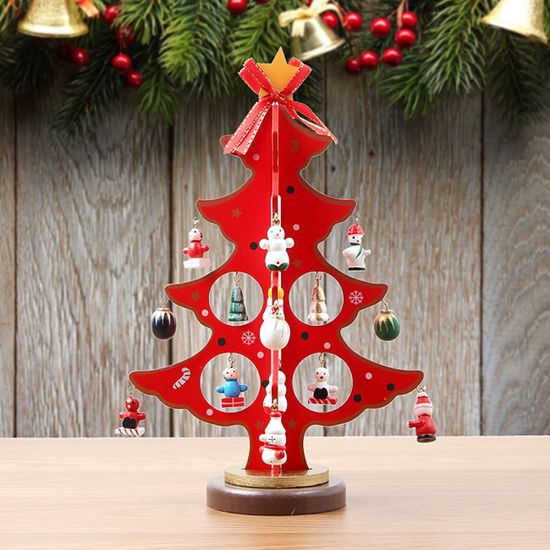 [도토로] 빨강 방울 크리스마스 원목 트리(25cm)