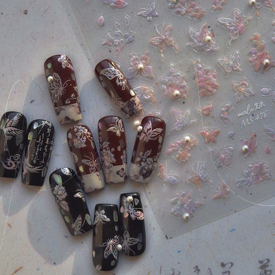 전통 자개 스티커 홀로그램 네일 아트 재료 