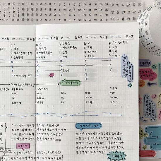 루카랩x졍바우홈 끄적끄적 날짜와 아이콘 키스컷