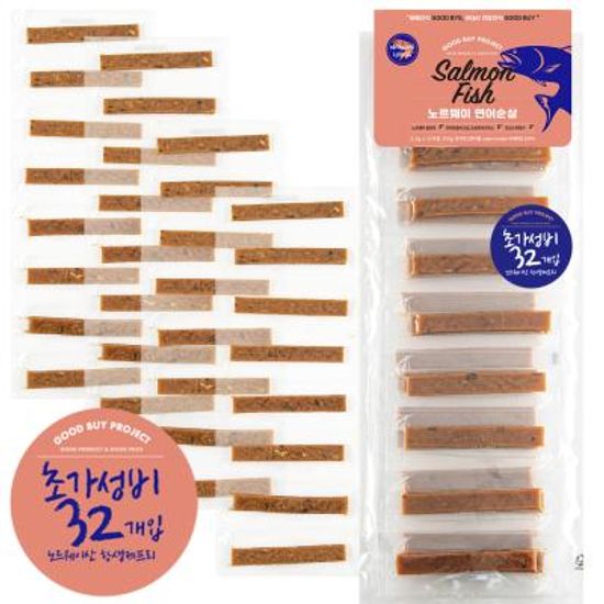 강아지 노르웨이 부드러운 연어 스틱 32개입 (208g)