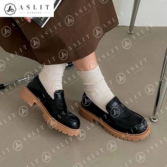 [애슬릿]데일리 학생 스쿨 블랙 통굽 로퍼 슈즈