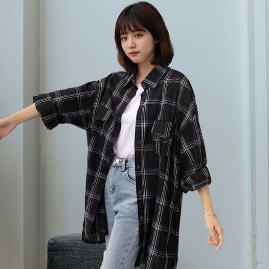 패션 클래식 체크 디자인 단순한 포인트 남방