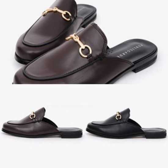 [애슬릿]골드 버클 둥근코 남자 뮬 블로퍼 2cm