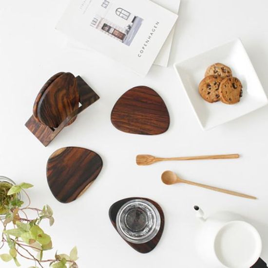 원목 나무 쉐입 코스터 컵 받침대 티코스터 받침
