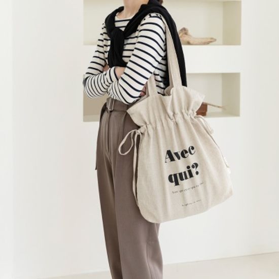 린넨 스트링 에코백