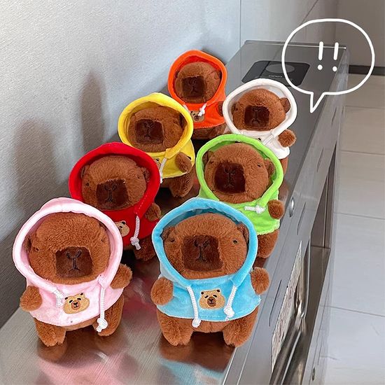 귀여운 후드 카피바라 동물 애착 인형 키링 열쇠고리