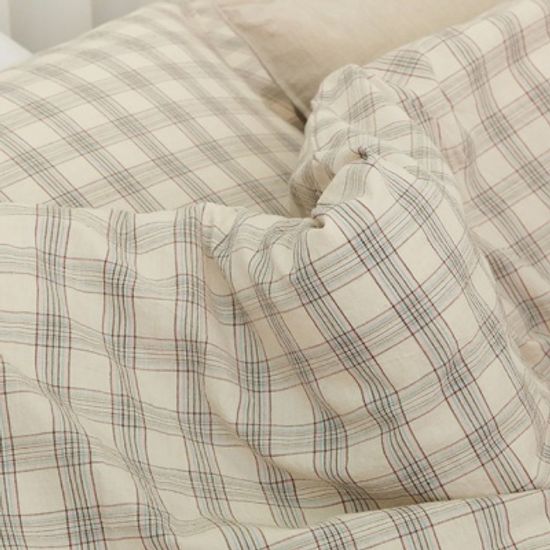 멜란 타탄 체크 이불커버-베이지