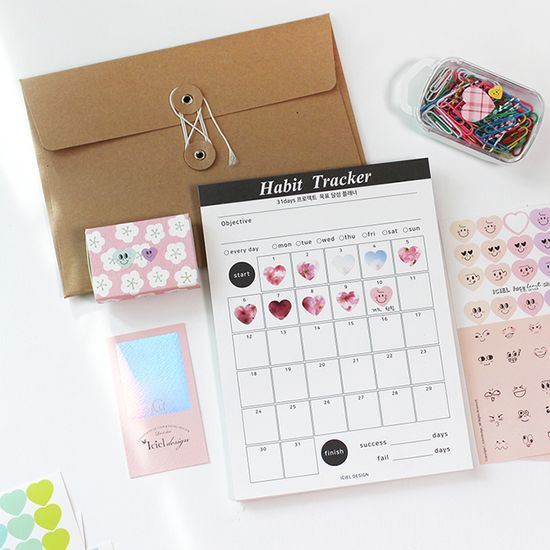 Habit tracker 스티커 - 하트 M (7종 랜덤 세트) 