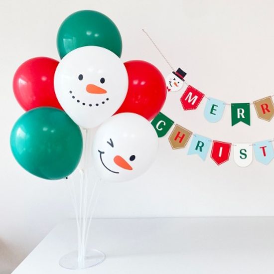 눈사람 레드 그린 크리스마스 풍선 스탠드 세트
