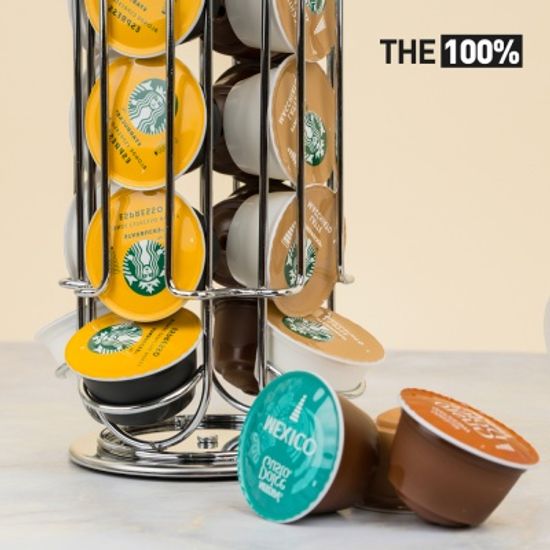 THE100% 돌체구스토 호환 캡슐커피 보관함 십자형 회전타워 32구 홀더 거치대