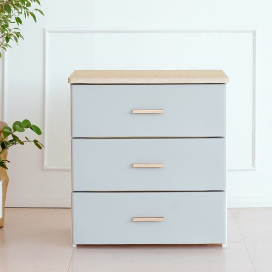 국내생산 모나코 우드상판 서랍장 3단 골드핸들