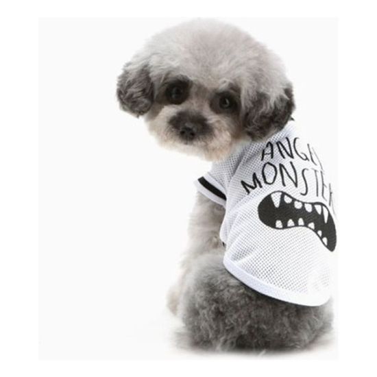 D18 애견옷 몬스터 메쉬 민소매 티셔츠 화이트 (XS)[W
