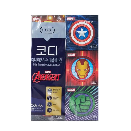 [코디] 마블에디션 미니 미용티슈 250매 x 6입