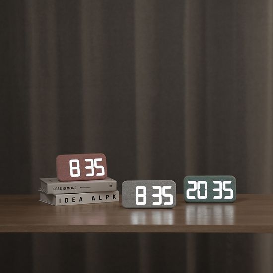 [무아스] 코지 패브릭 LED 탁상시계 무소음 알람시계