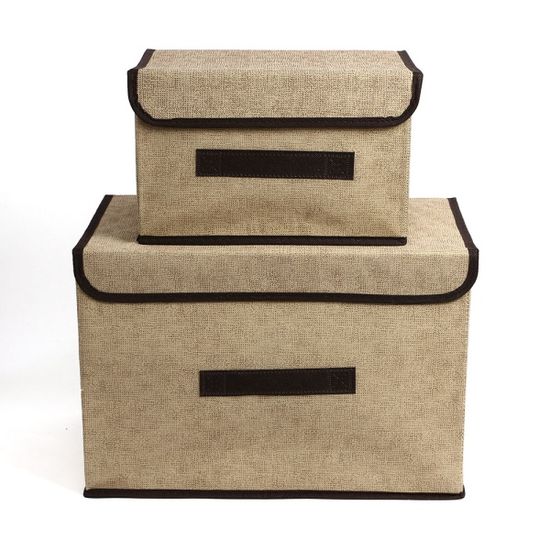 실속구성 린넨 리빙박스 2종세트 의류 장난감 보관함