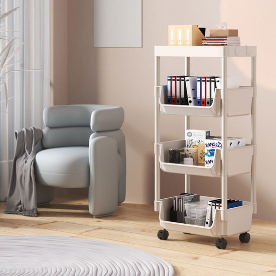 이동식 4단 주방 욕실 틈새 수납 선반 수납장 철제