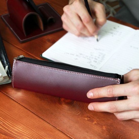 고등학생 대학생 가죽 필통 지퍼 고급 펜 케이스