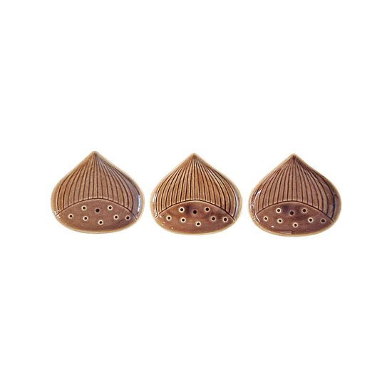 브라운 알밤 도자기 미니접시 3p set