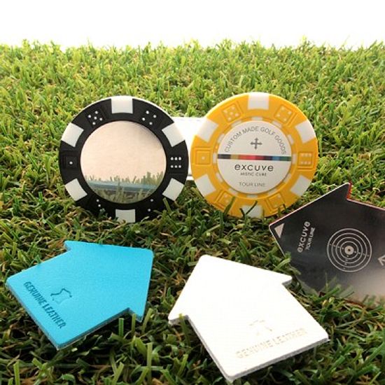 [excuve] NAME BALLMARKER.나만의 맞춤 볼마커. 이니셜디자인 볼마커, 카지노칩 볼마커 2개 5종(클립포함)