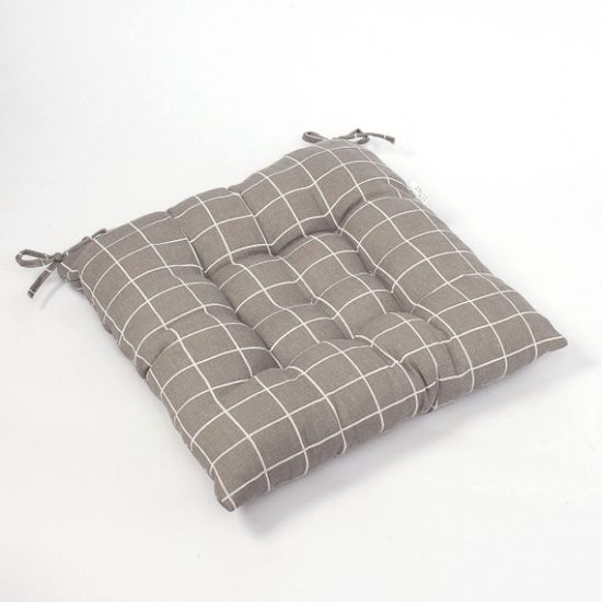 리빙홈 사각 쿠션방석(그레이체크) 폭신한 학생방석