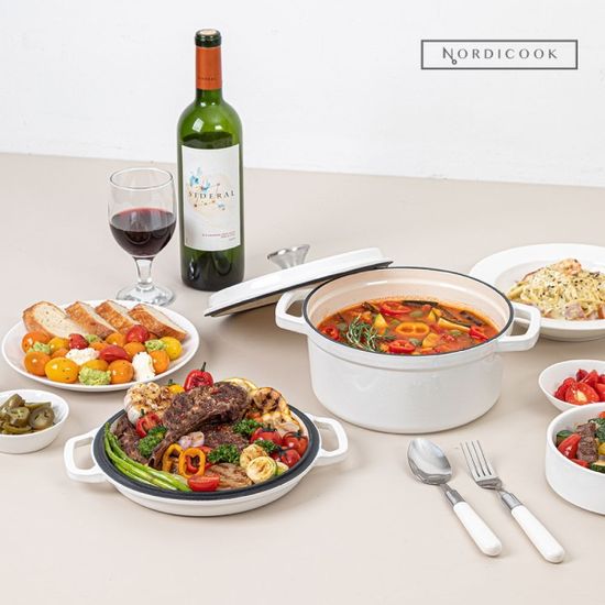 [노르디쿡] 꼬꼬떼 스완 더치오븐 무쇠냄비 화이트
