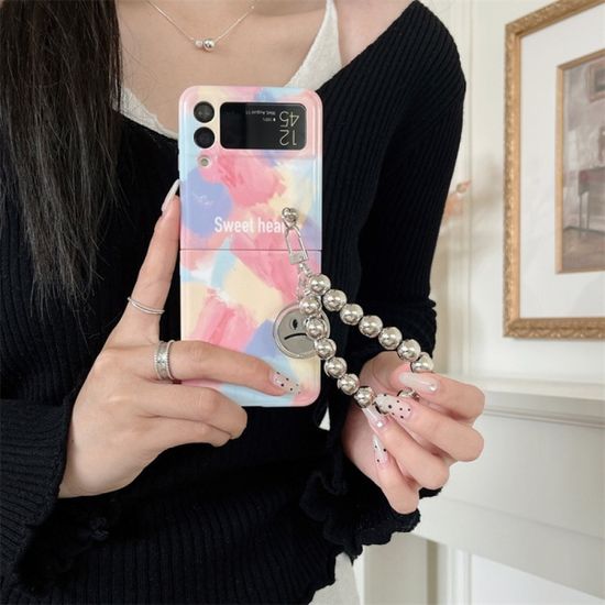 갤럭시 z플립 3 4 그래피티 그립 구슬 스트랩 케이스