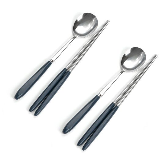 유광 수저세트 2개(블루베리) 신혼부부 젓가락 숟가락