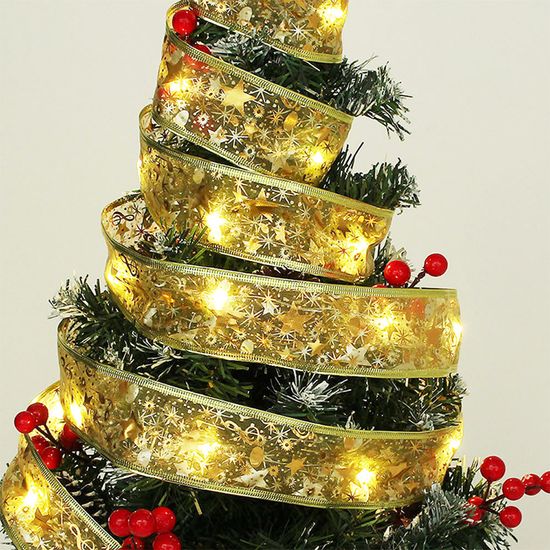 [도토로] LED 골드 리본 트리 전구 웜색 벽트리 조명 